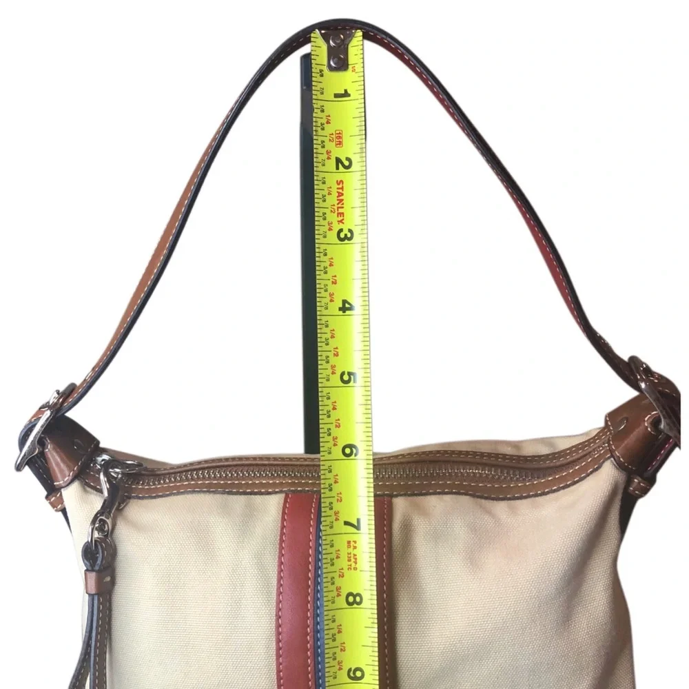 COACH Soho Hampton Canvas Stripe Mini Shoulder Bag with Exterior Zip Pocket